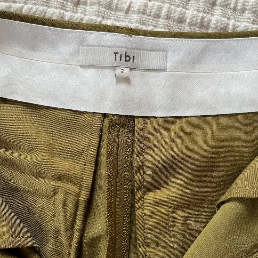 Tibi Stella Tropical Wool  Pant in Dark Hazel Green - 2 - Picture 4 of 13